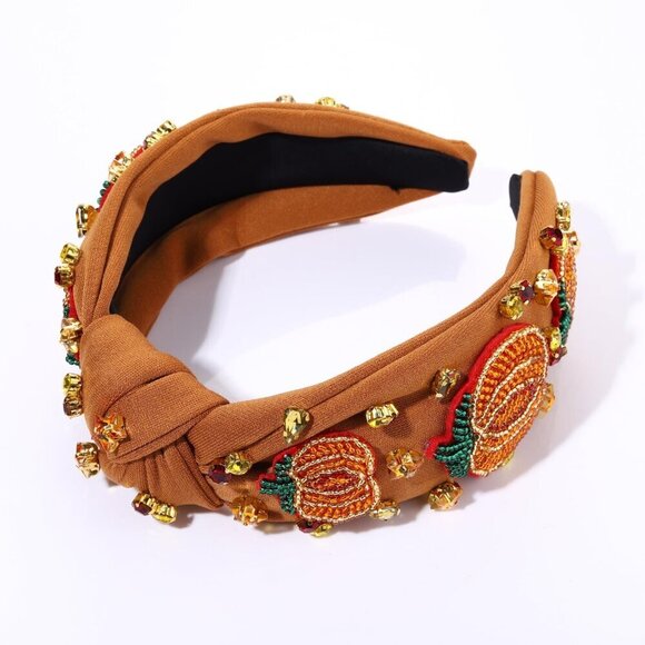 Thanksgiving Fall Headband Beaded Turkey Maple Leaf Pearls Rhinestones Gift main image 4